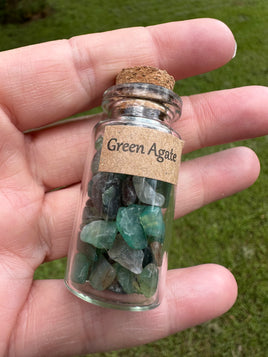 Green Agate Chips In Bottle