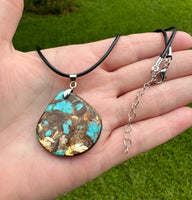 Dyed Jasper & Metal Pendant Necklace