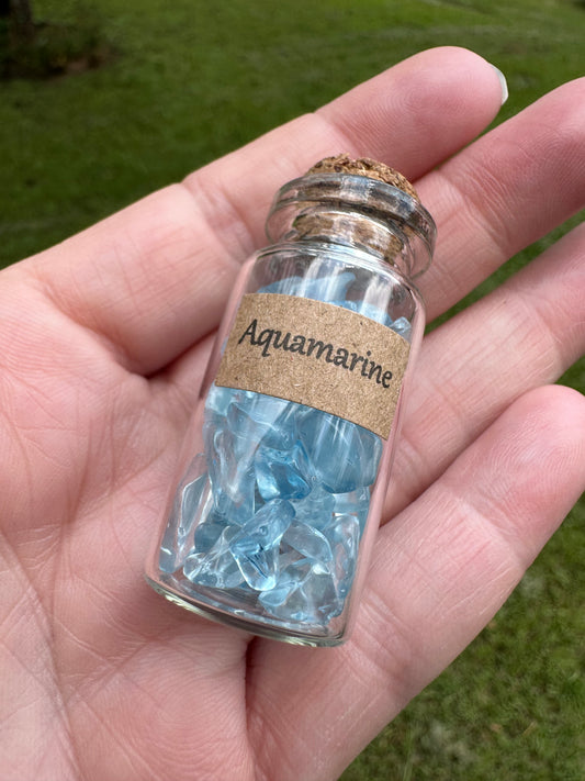 Aquamarine Chips In Bottle