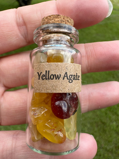 Yellow Agate Chips In Bottle