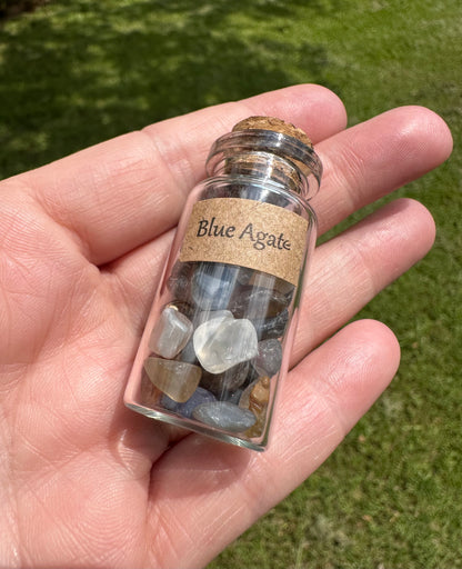 Blue Agate Chips In Bottle