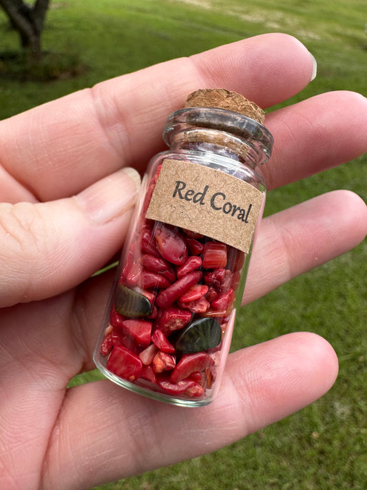 Red Coral Chips In Bottle