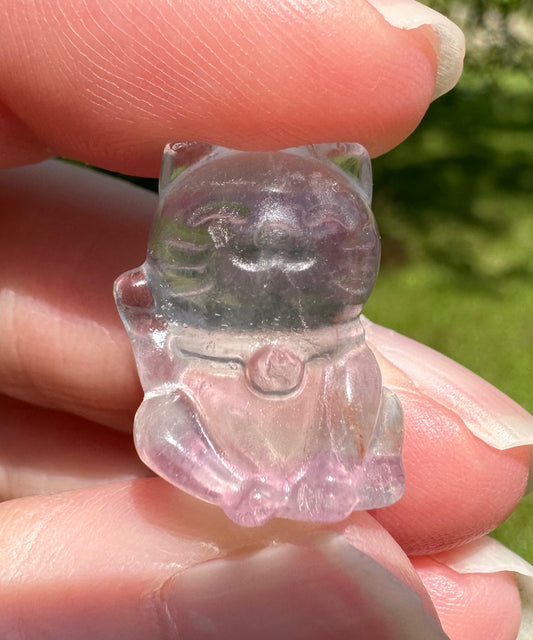 Mini Candy Fluorite Cat Carving