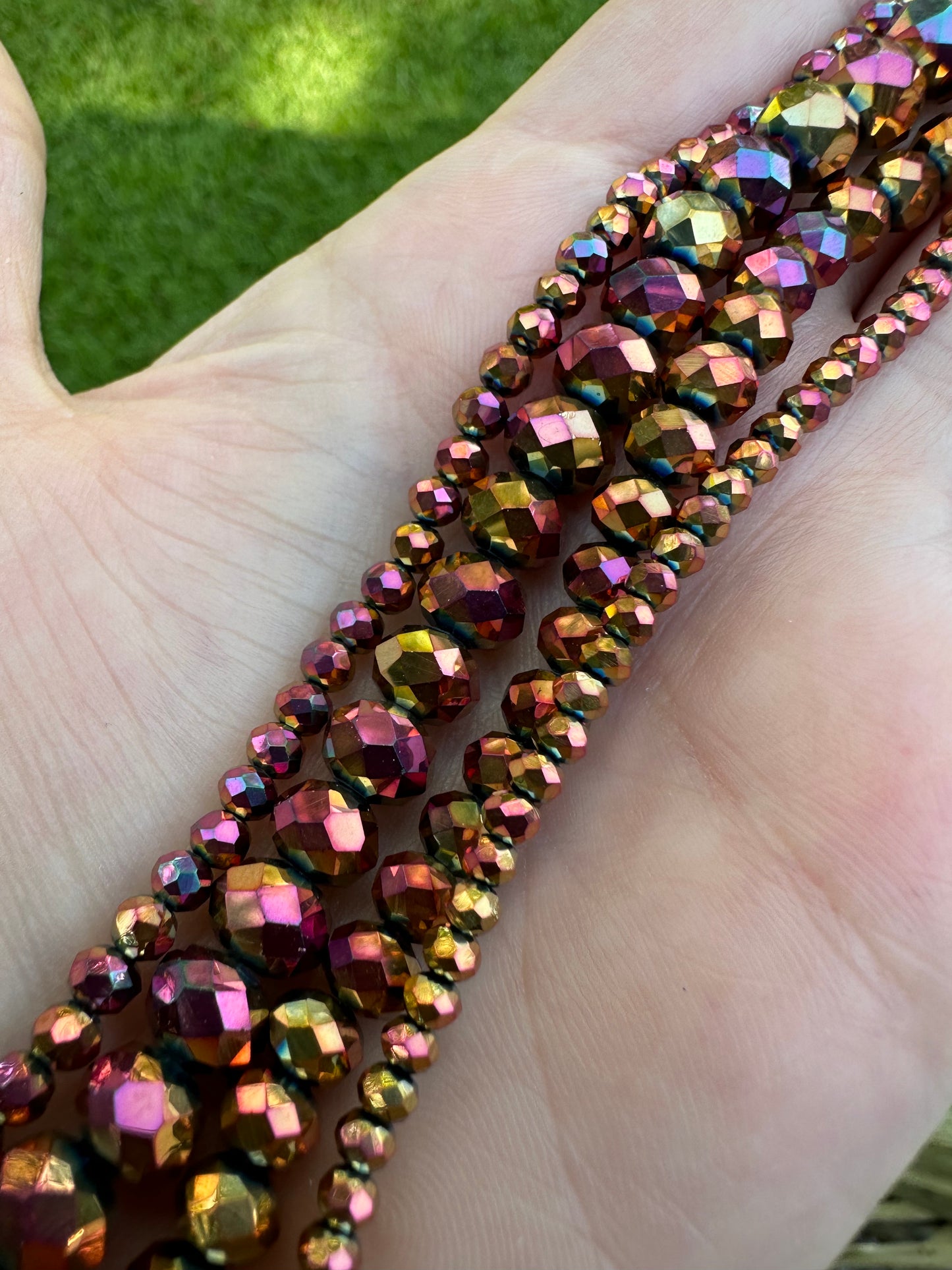 Multi-Color Glass Faceted Bead Strand 4 Sizes