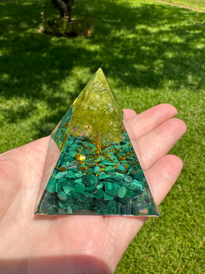 Malachite Green Orgonite Pyramid #2