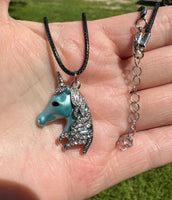 Blue and Silver Unicorn Pendant