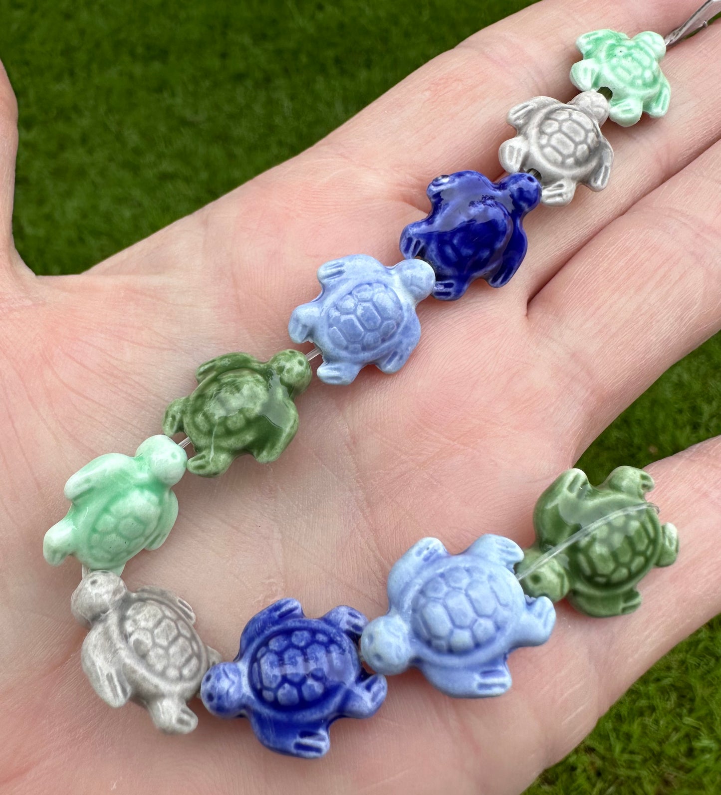 Adorable Glass Turtle Bead Strand