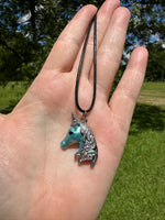 Blue and Silver Unicorn Pendant