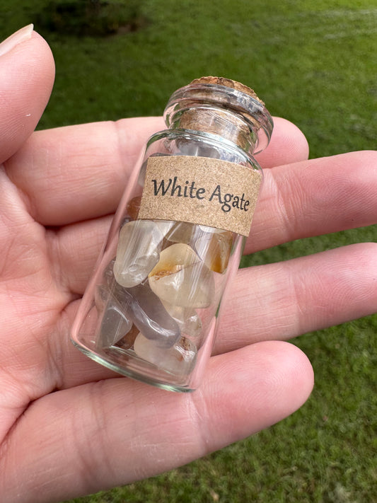 White Agate Chips In Bottle