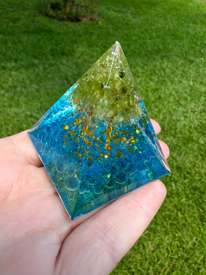 Aquamarine Blue Orgonite Pyramid #5