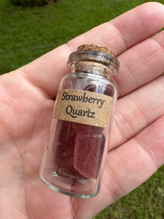 Strawberry Quartz Chips In Bottle