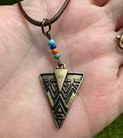 Arrowhead Pendent With Beads & Cord Necklace