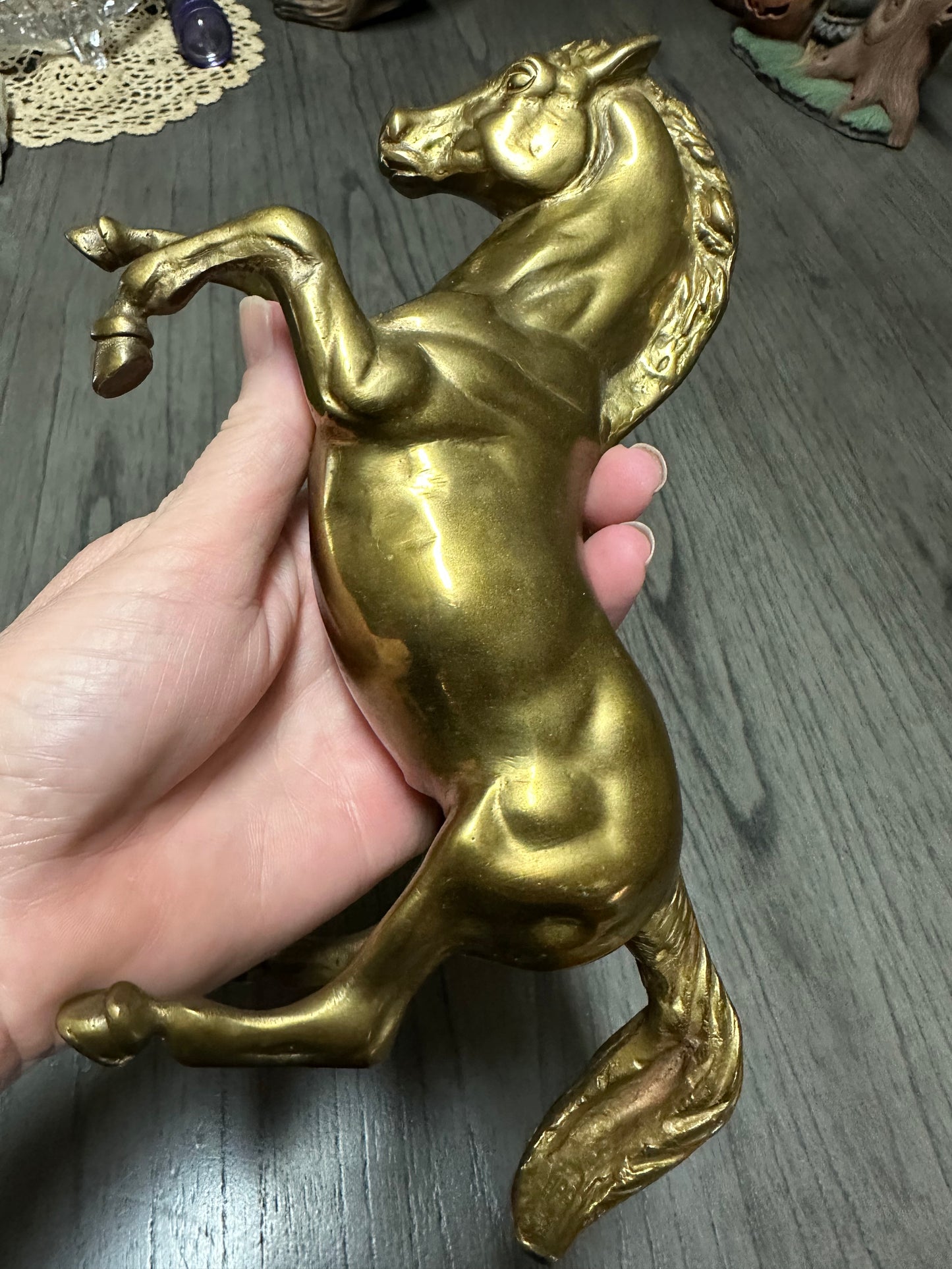 Vintage Brass Rearing Horse