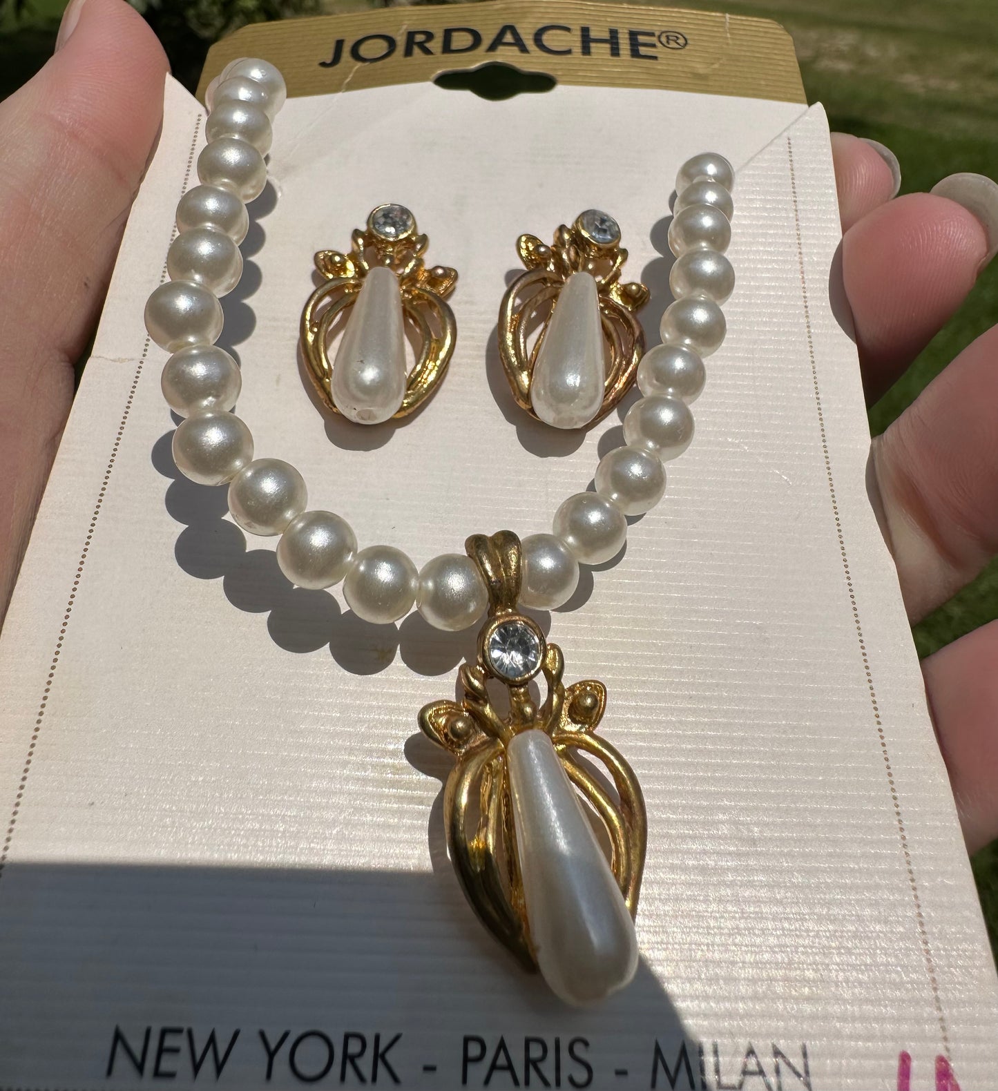 Faux Pearl Necklace and Earring Set