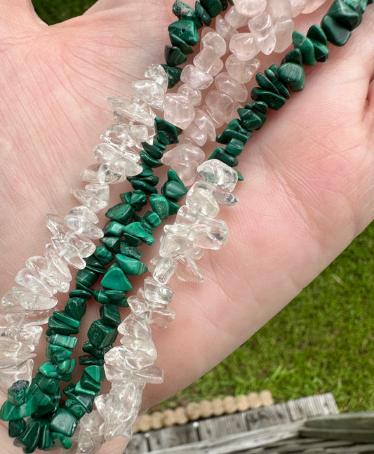 Rose Quartz/Malachite/Quartz Strand