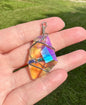 Wirewrap Aurora Borealis Glass Pendant