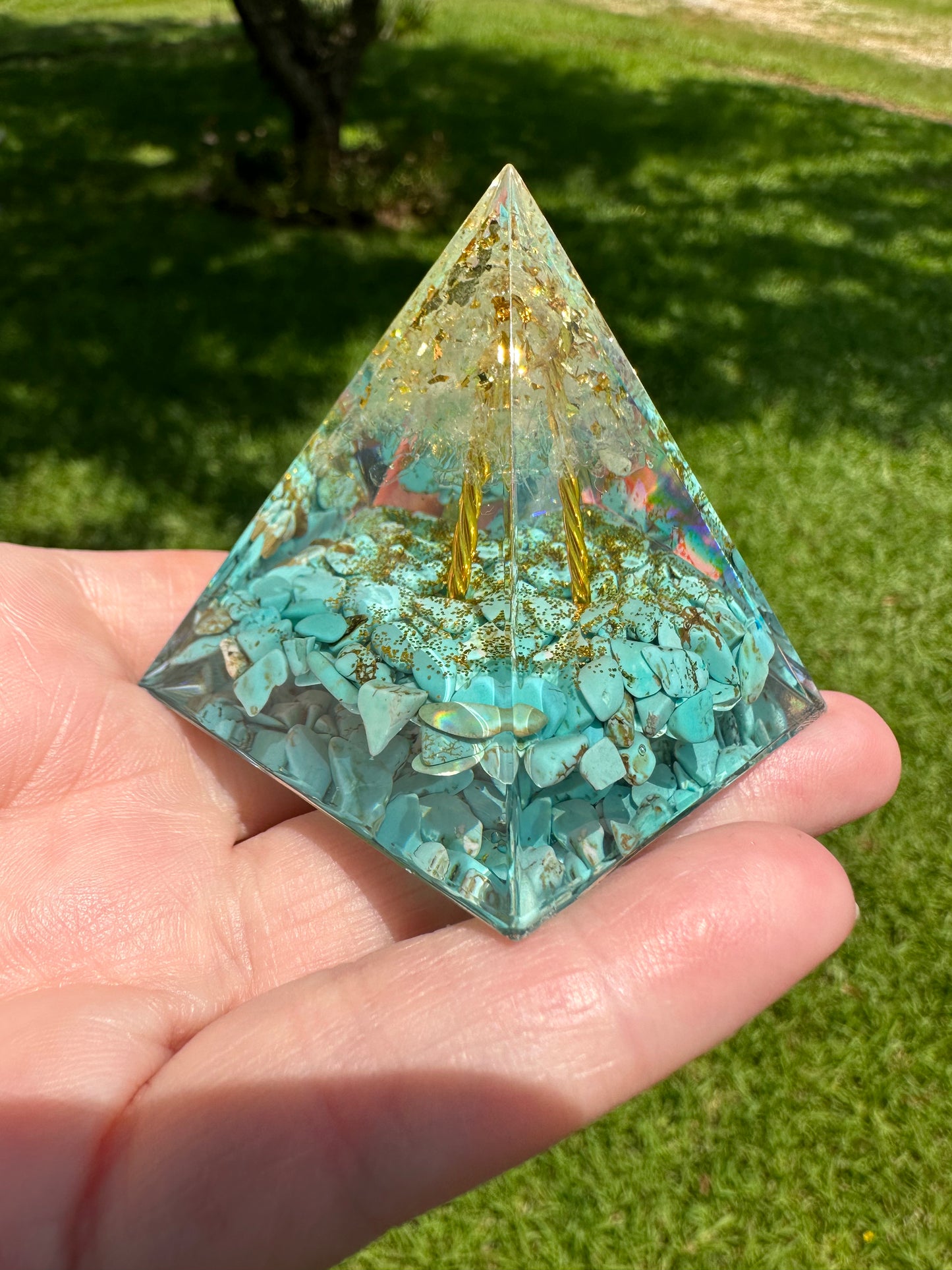 Turquoise Orgonite Pyramid #3