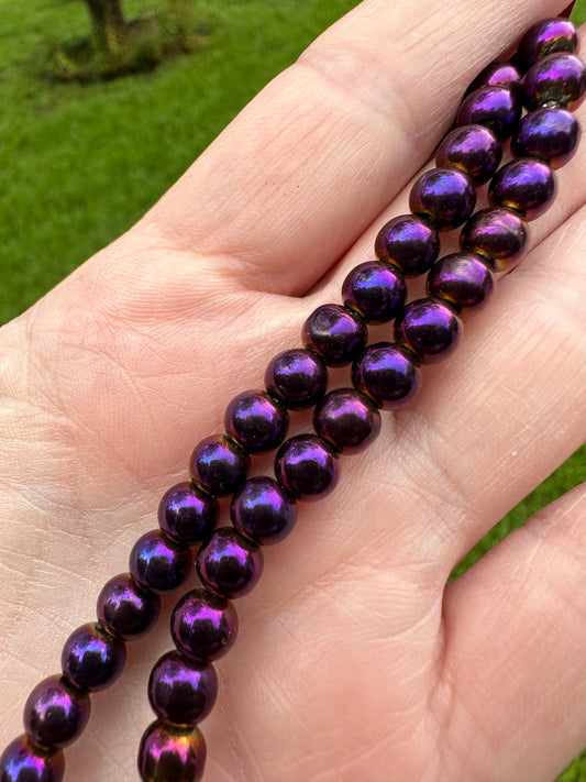 Glass Purple Iris 6mm Round Strand