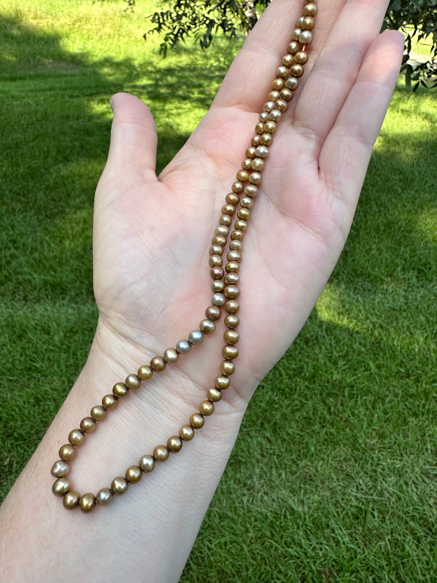 Golden Freshwater Pearl Strand #15