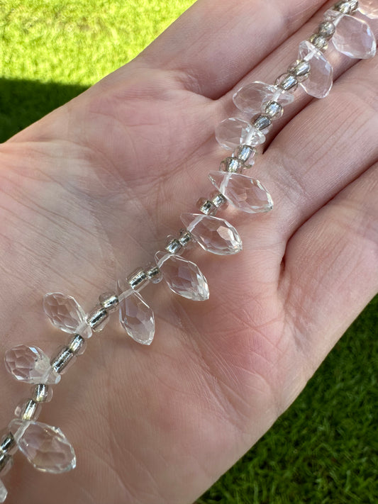 Crystal Glass Teardrop Bead Strand