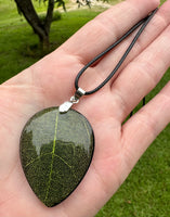 Green Leaf In Resin Necklace