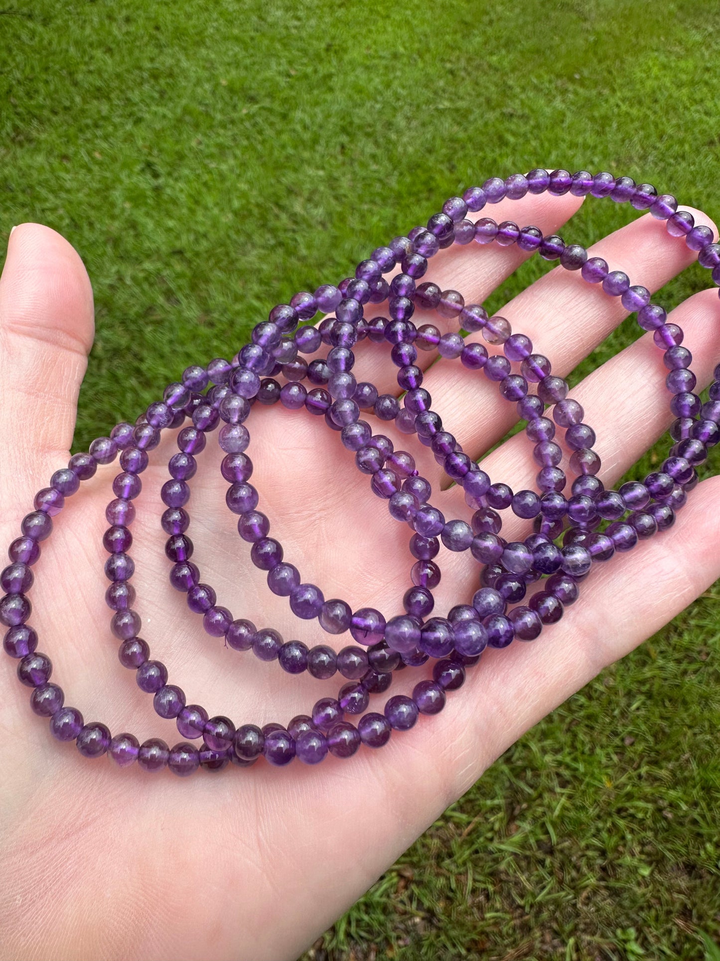 Natural Amethyst 4mm 7.5” Stretch Bracelet