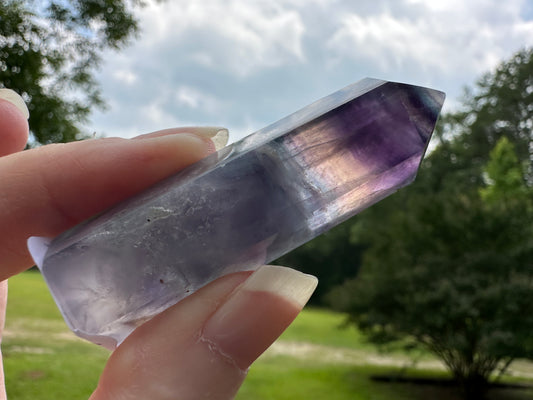 Dark Rainbow Fluorite Obelisk Tower #3