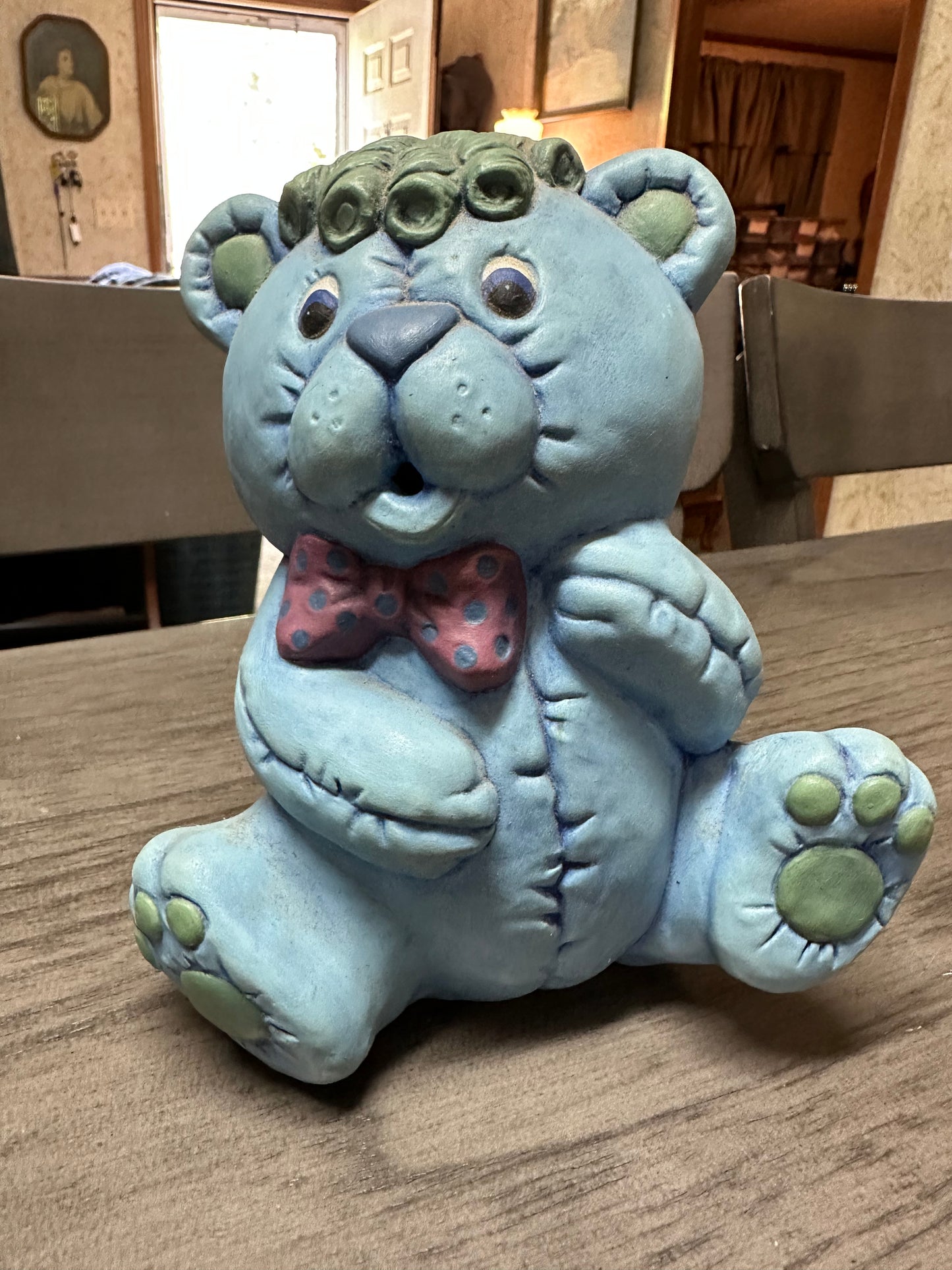 Hand Painted Ceramic Blue Bear