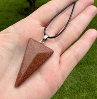 Goldstone Triangle Pendant & Necklace