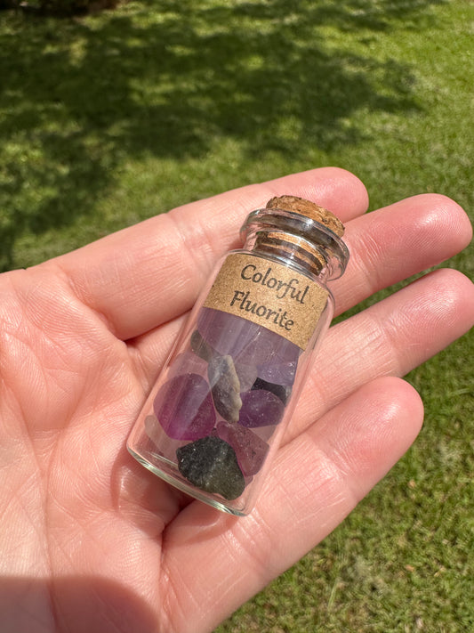 Colorful Fluorite Chips In Bottle