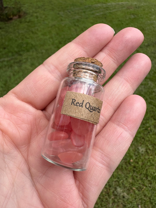 Red Quartz Chips In Bottle