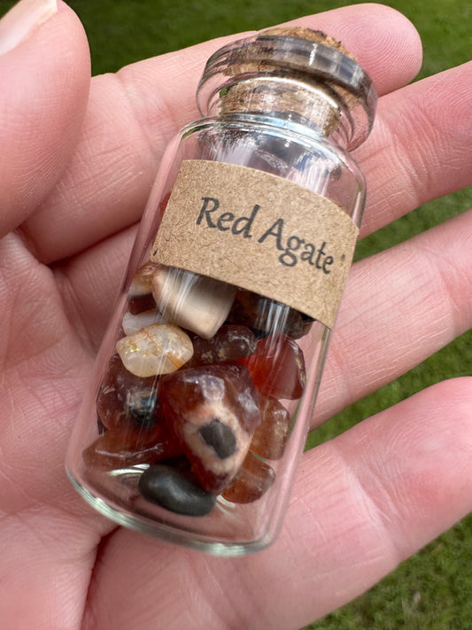 Red Agate Chips In Bottle