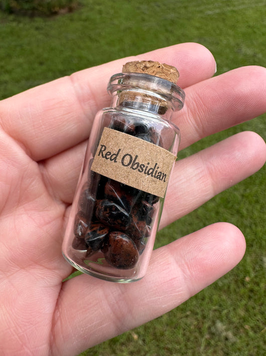 Red Obsidian Chips In Bottle