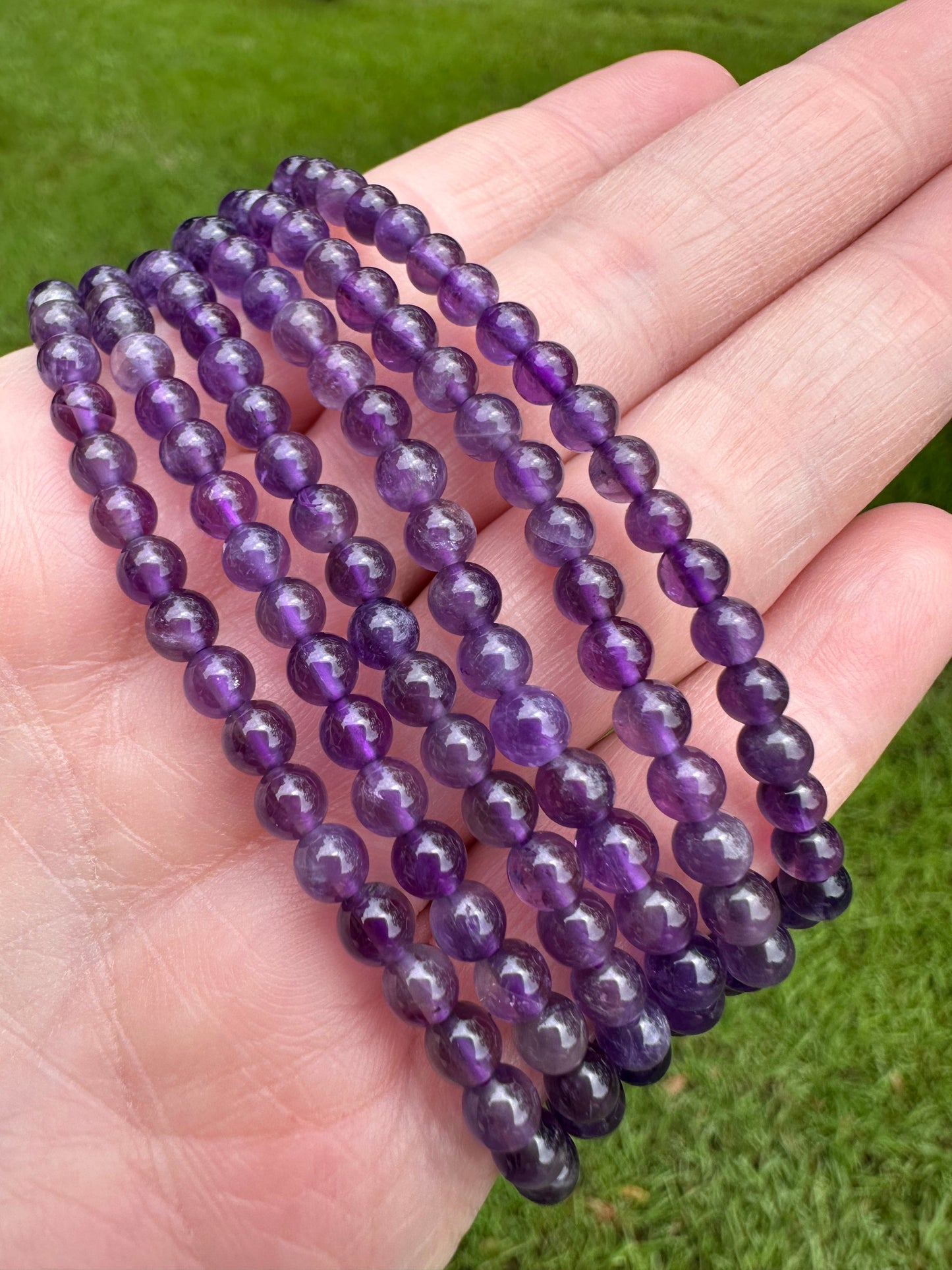 Natural Amethyst 4mm 7.5” Stretch Bracelet