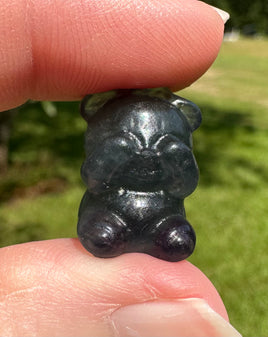 Mini Candy Fluorite Bear with Eyes Covered Carving