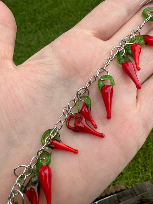 Glass Red Hot Chili Pepper Strand