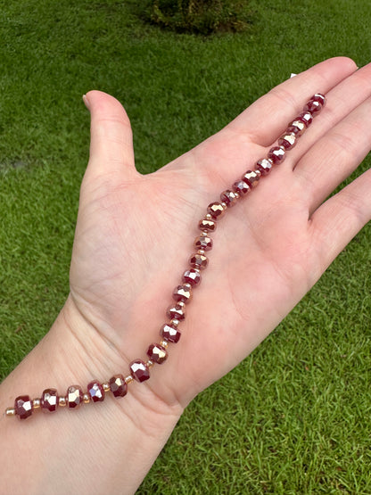 Red Glass Faceted Bead Strand