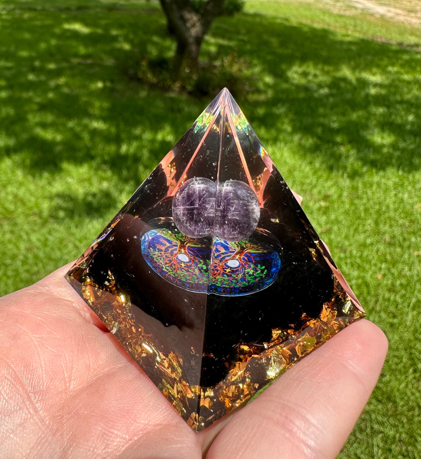 Amethyst Tree of Life  Orgonite Pyramid #17