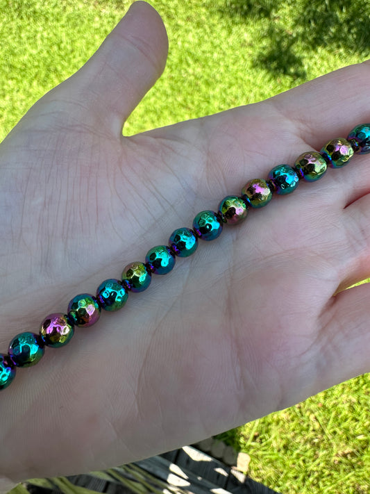 Faceted Metal Multi-Color Bead Strand