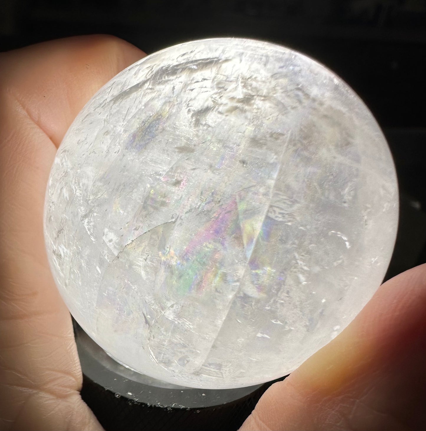 White Calcite Rainbow Sphere #4