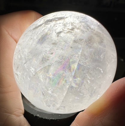 White Calcite Rainbow Sphere #4