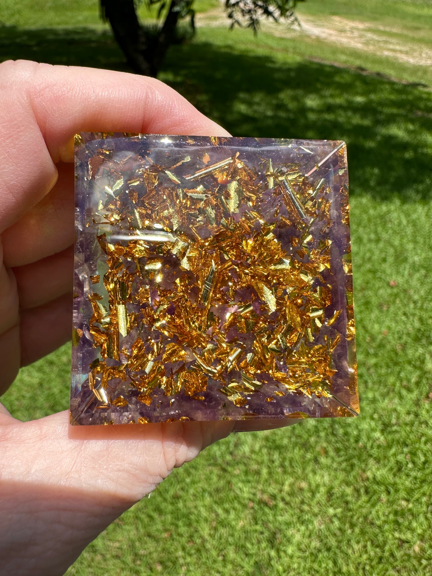 Opalite Skull Orgonite Pyramid #11