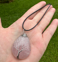 Wire-Wrapped Rose Quartz Necklace