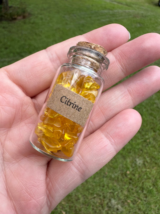 Citrine Quartz Chips In Bottle