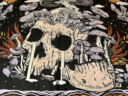 Skull & Mushroom Print Tapestry Wall Decor