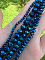 Blue Glass Faceted Bead Strands 4 sizes