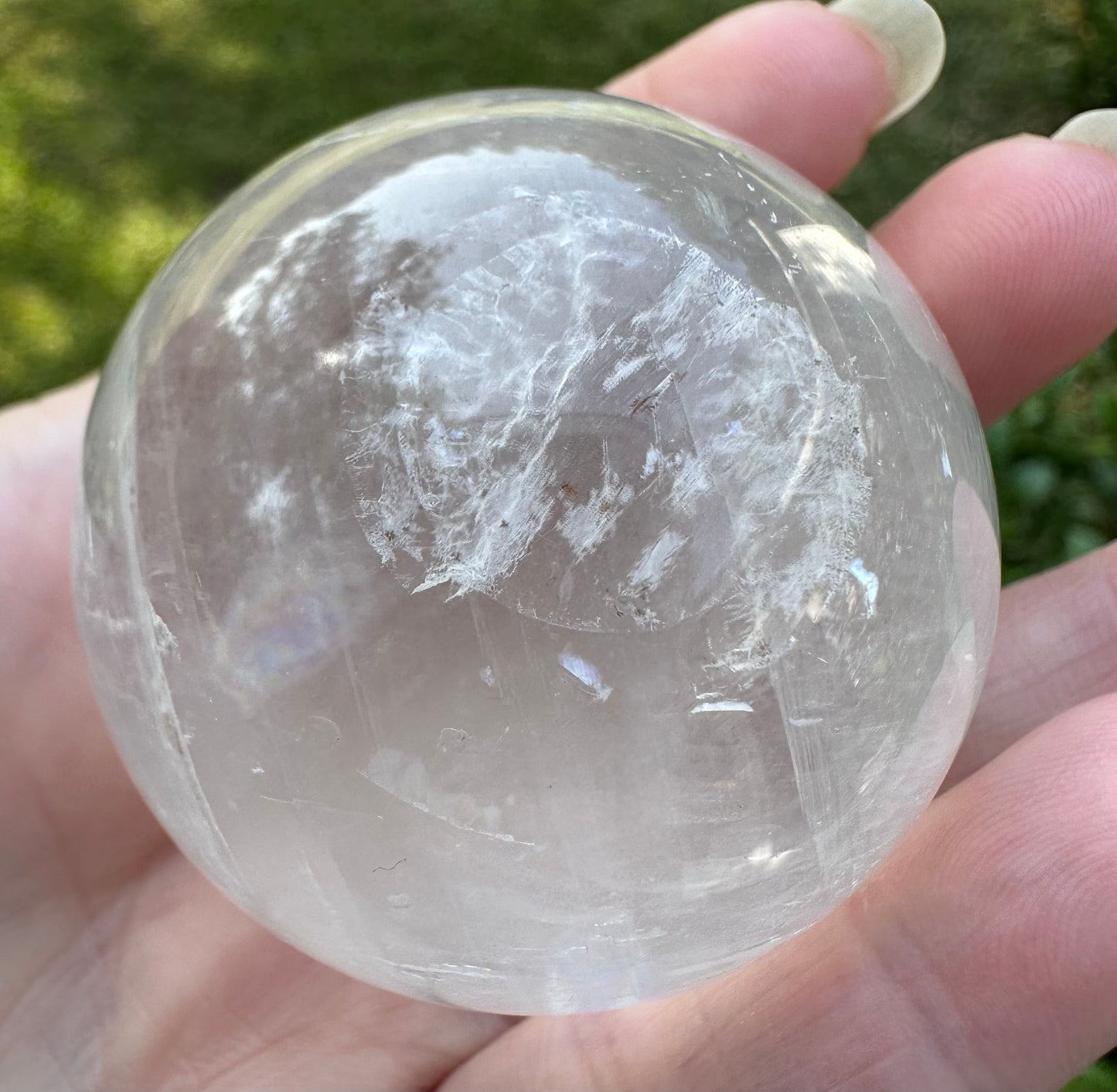 White Calcite Rainbow Sphere #1