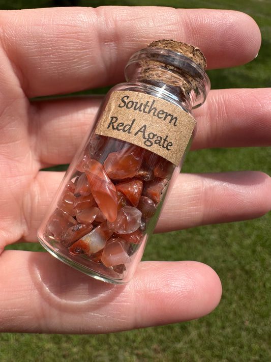 Southern Red Agate Chips In Bottle