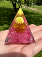 Gold & Pink Lotus Flower Orgonite Pyramid #13