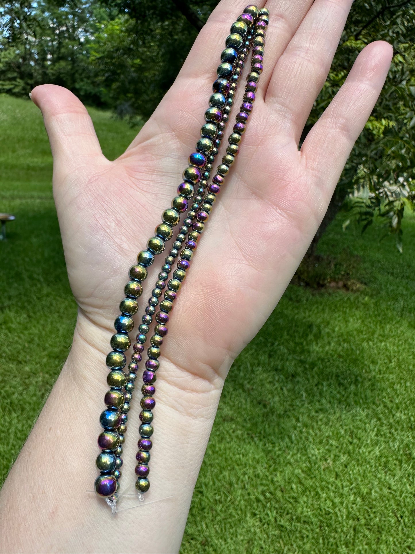 Multi-Color Round Glass Bead Strand 3 Sizes